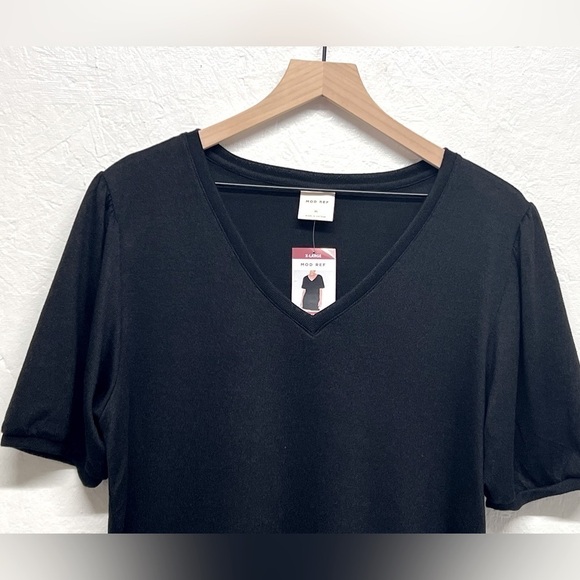 Mod Ref - Women's Short Sleeve Sweater V-Neck Black - XL - Picture 6 of 13